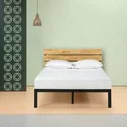 Metal & Wood Platform Bed With Wood Slat Support