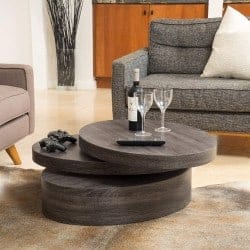 Lenox Oval Mod Rotating Wood Coffee Table