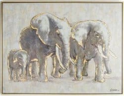 Metallic Elephant Family’ Framed Graphic Art Print On Canvas width=