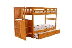 apartment furniture - Mission Twin Over Twin Staircase Bunk Bed with Trundle