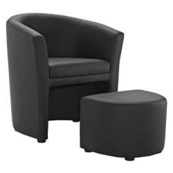 tradtional furniture - Modway Divulge Faux Leather Accent Arm Lounge Chair and Ottoman 2-Piece Set in Black