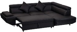 Best Living Room Furniture - Leather Sectional Corner Sofa With Functional Armrest And Support