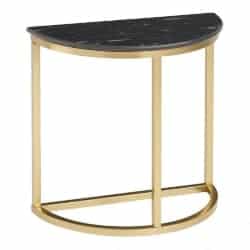 Cheap bedroom furniture-Half Round Black Granite And Gold Metal Tanis Accent Table