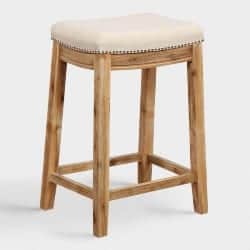 Cheap bedroom furniture- Natural Linen Mia Upholstered Counter Stool