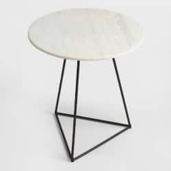 Round White Marble And Metal Accent Table