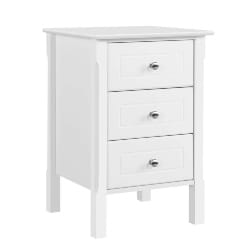bedroom furniture - White Wood Nightstand 3 Drawers Bedside Table Cabinet