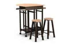 28. Kitchen Island Cart Breakfast Table with 2 Stools (1)