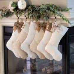 Christmas Stockings with Burlap Accents