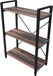 3 Tier Industrial Wood Bookcase Shelves Storage