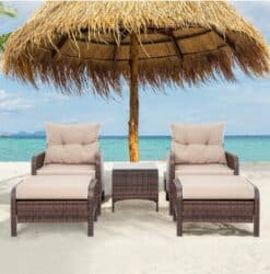 5 Pieces Set of Outdoor Lounge Chair for Patio