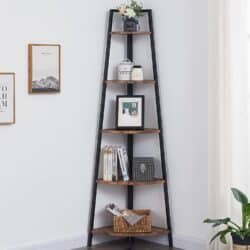 5-Tier Industrial Corner Bookshelf Corner Ladder