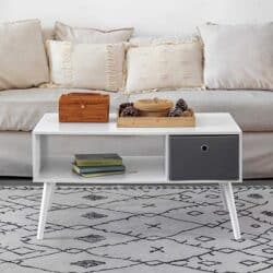 Modern Coffee Table with Drawer and Storage Shelf