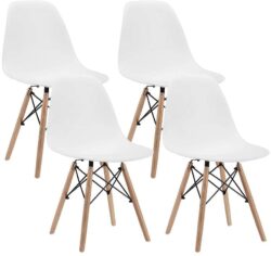 DSW Style Mid Century Chairs Molded Plastic Cover Natural Wood Legs