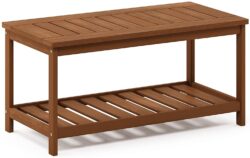 Tioman Hardwood Patio Furniture 2-Tier Coffee Table in Teak Oil