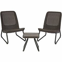 cheap furniture - 3 Piece Resin Wicker Furniture Set with Patio Table and Outdoor Chairs