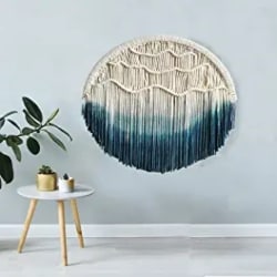 Cheap Bohemain Furniture Ideas - 19.7in Seagrass Fiber Round Wall Art Blue&White - Opalhouse™