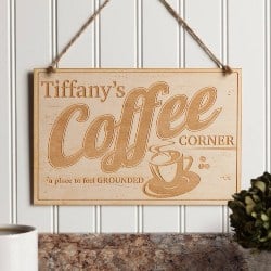  Coffee Corner Personalized Wood Sign