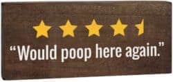 funny housewarming gifts - Would Poop Here Again Sign - Toilet Decor