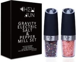 housewarming gifts for men - Electric Gravity Salt and Pepper Grinder Set