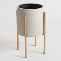practical housewarming gifts for men - Medium Gray Planter With Brass Stand