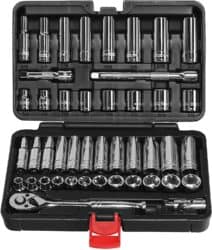 45 Pieces 3 8 Drive Socket Set with 72-Tooth Pear Head Ratchet