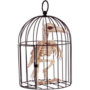 Skeleton-Crow-In-Cage -Halloween-Decoration_Halloween Vintage Decorations