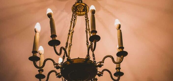 turned-on chandelier 