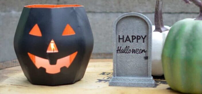 pumpkin and grave on tabletop