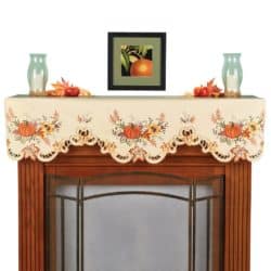 Embroidered Fall Mantel Scarf
