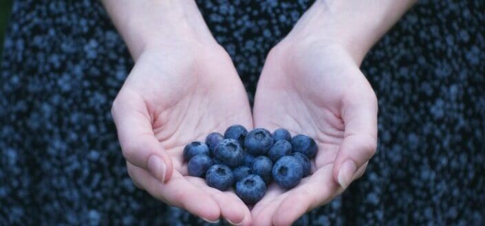 Hands with berries